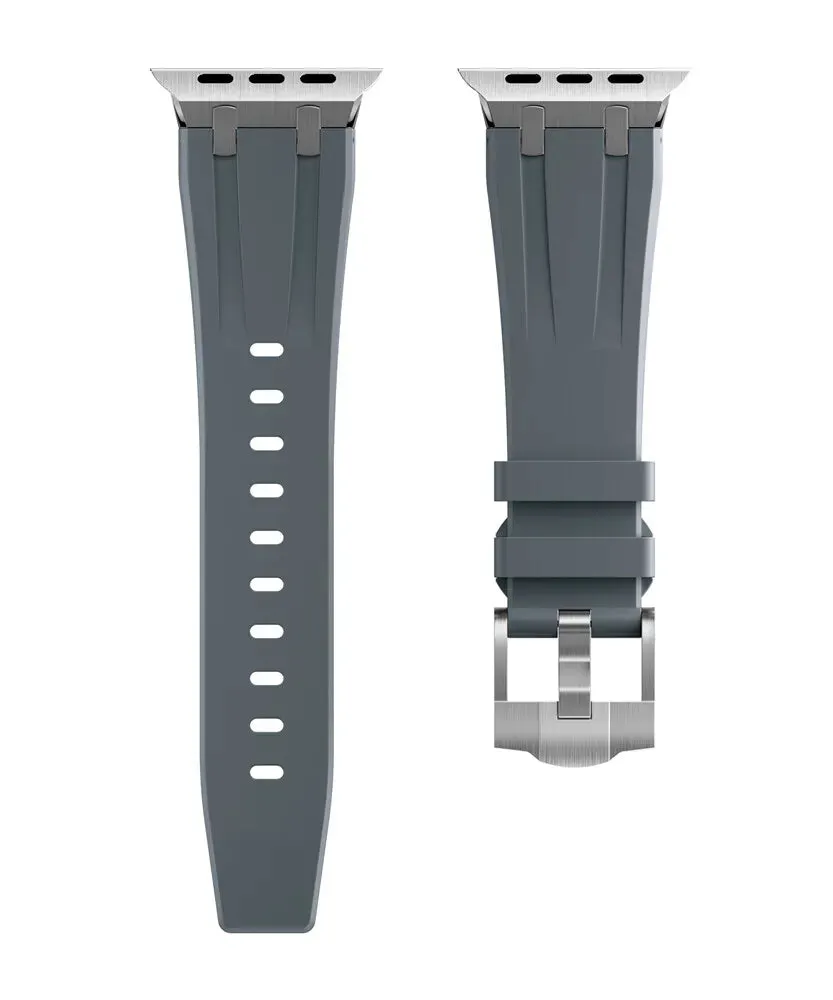 BestSelling Apple Watch Luxury Liquid Silicone Strap (Dark Grey/Silver)  Last Few Pieces!