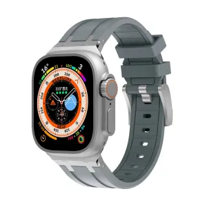BestSelling Apple Watch Luxury Liquid Silicone Strap (Dark Grey/Silver)  Last Few Pieces!