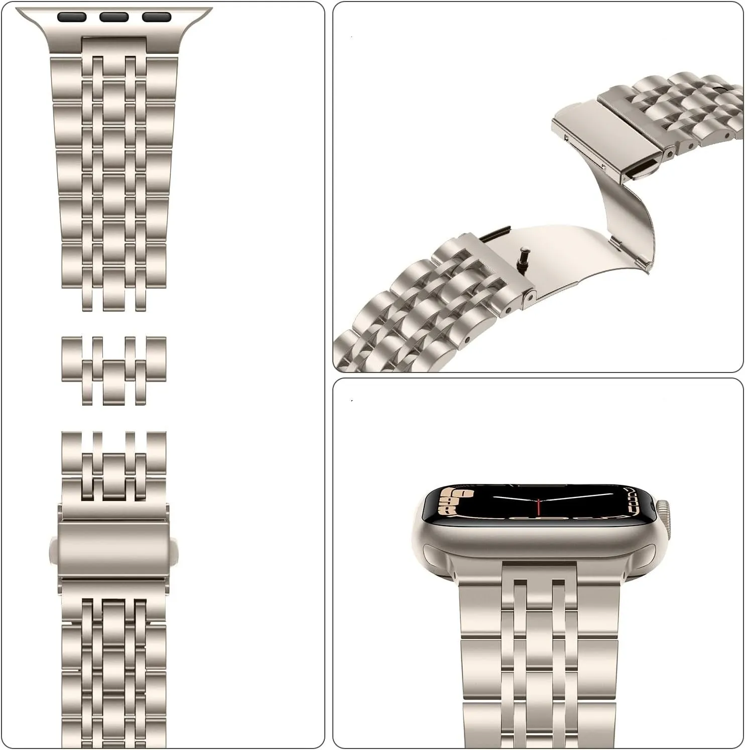 BestSelling Apple Watch Luxury Steel Chain Strap (Starlight)  Almost Gone!