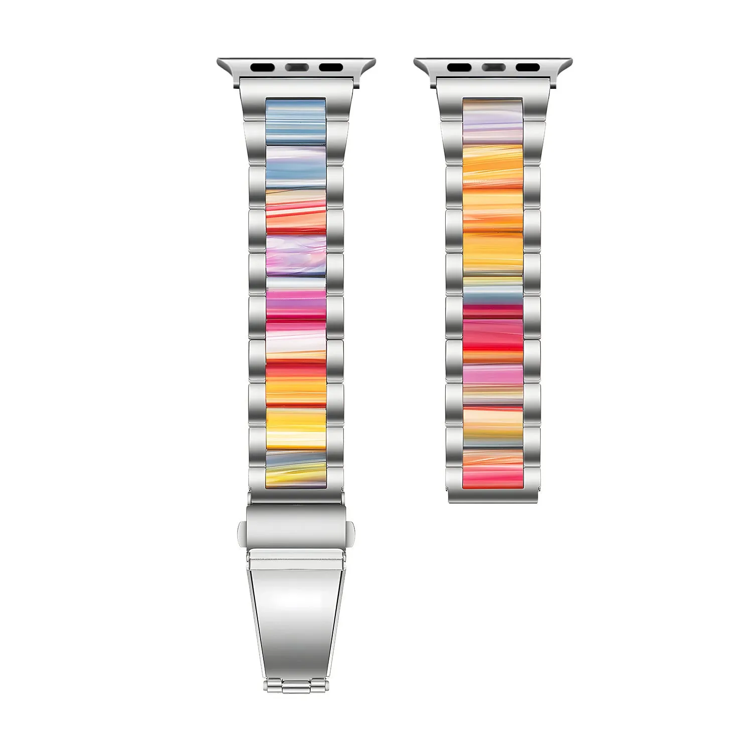 BestSelling Apple Watch Steel Resin Strap (Silver/Rainbow)  Last Chance!