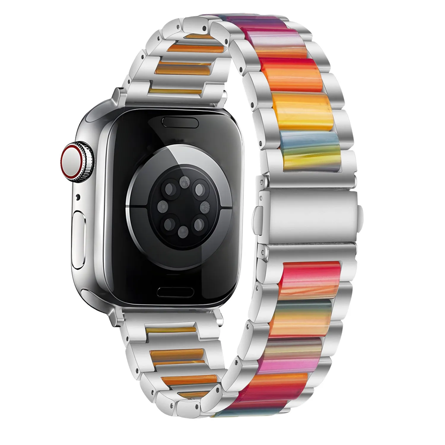 BestSelling Apple Watch Steel Resin Strap (Silver/Rainbow)  Last Chance!