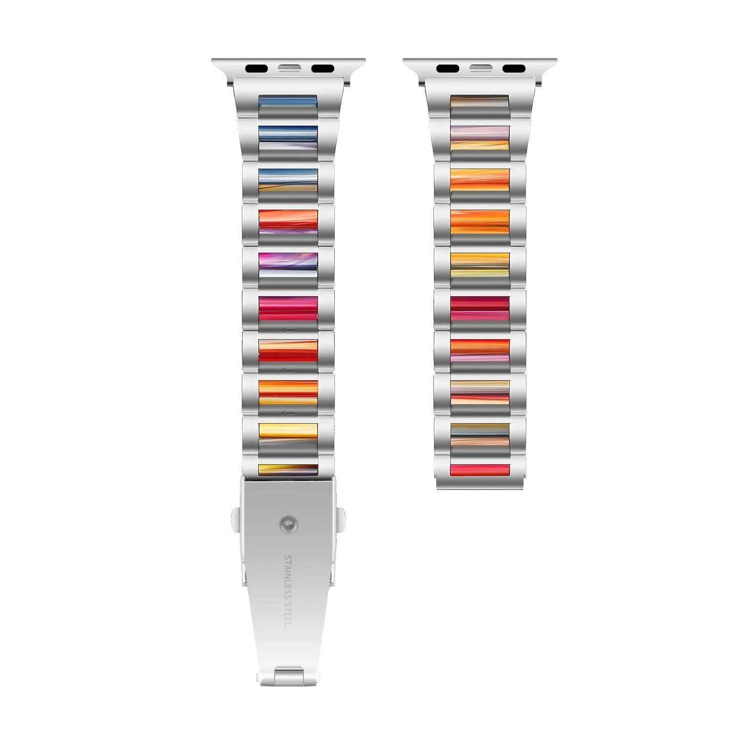 BestSelling Apple Watch Steel Resin Strap (Silver/Rainbow)  Last Chance!