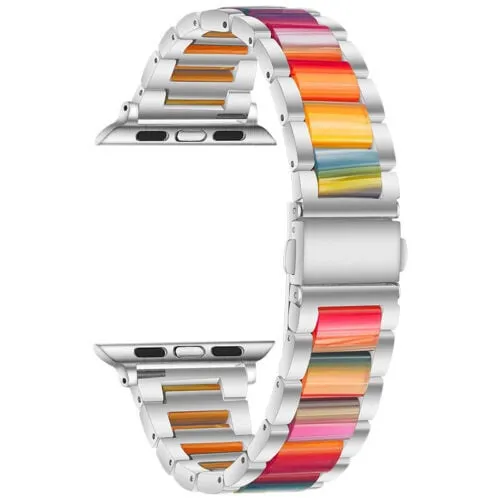 BestSelling Apple Watch Steel Resin Strap (Silver/Rainbow)  Last Chance!