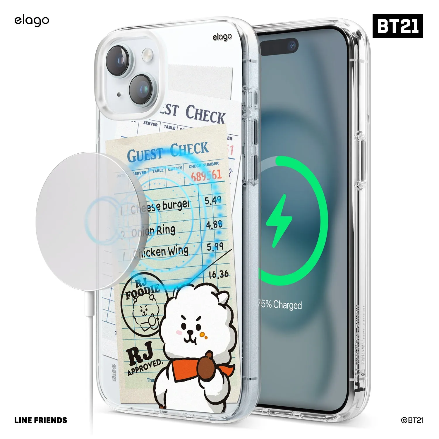 BestSelling BT21  | elago RJ FOODIE MagSafe Hybrid Case for iPhone 15 Plus  Last Chance!