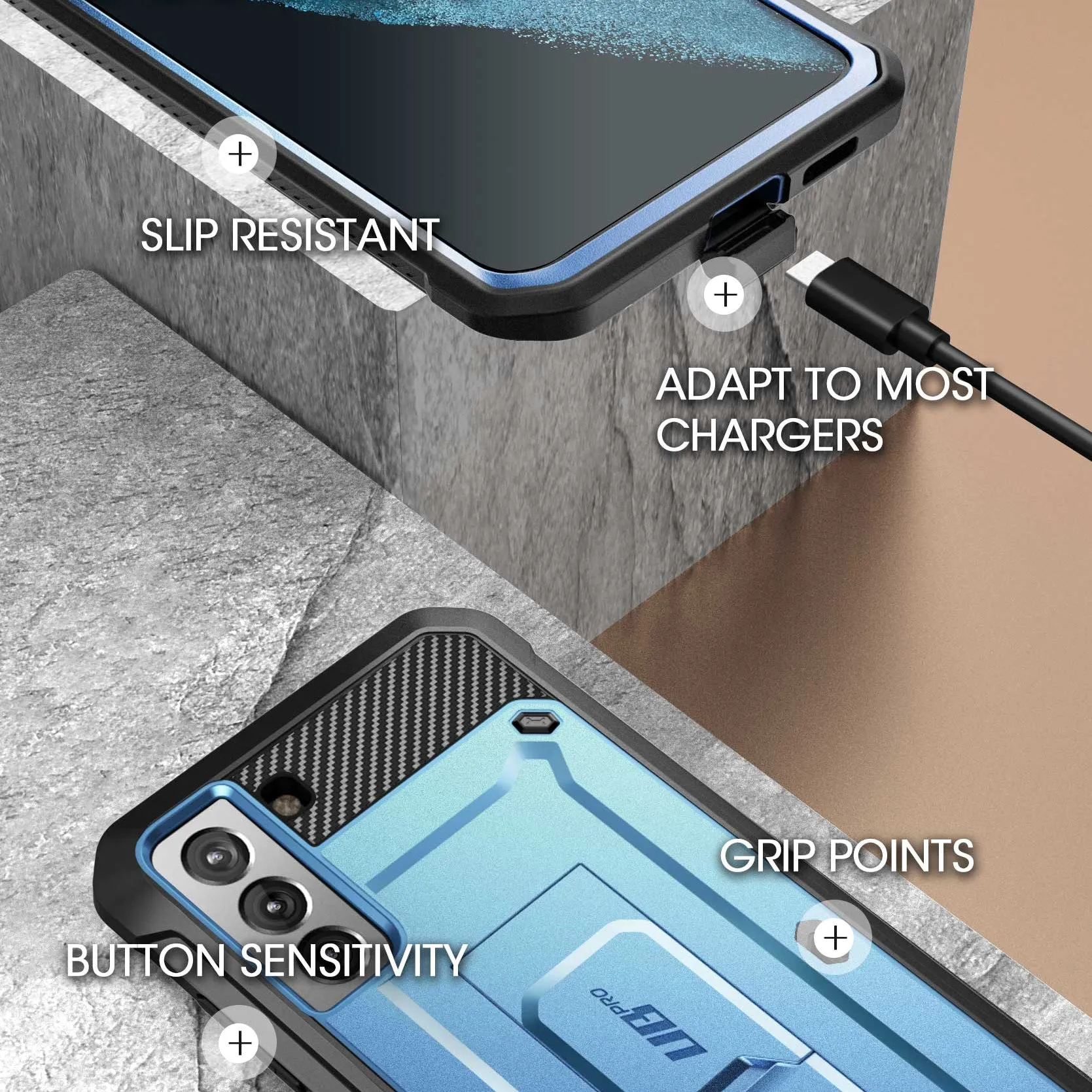 BestSelling Galaxy S21 Plus Unicorn Beetle Pro Rugged Case-Metallic Blue  Almost Gone!