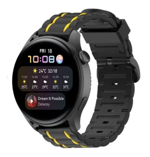 BestSelling Huawei Watch 3 (Pro) Silicone Strap Tough (Black/Yellow)  Going Fast!