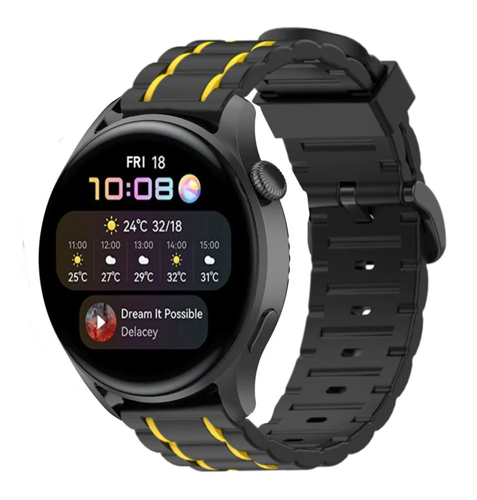 BestSelling Huawei Watch 3 (Pro) Silicone Strap Tough (Black/Yellow)  Going Fast!