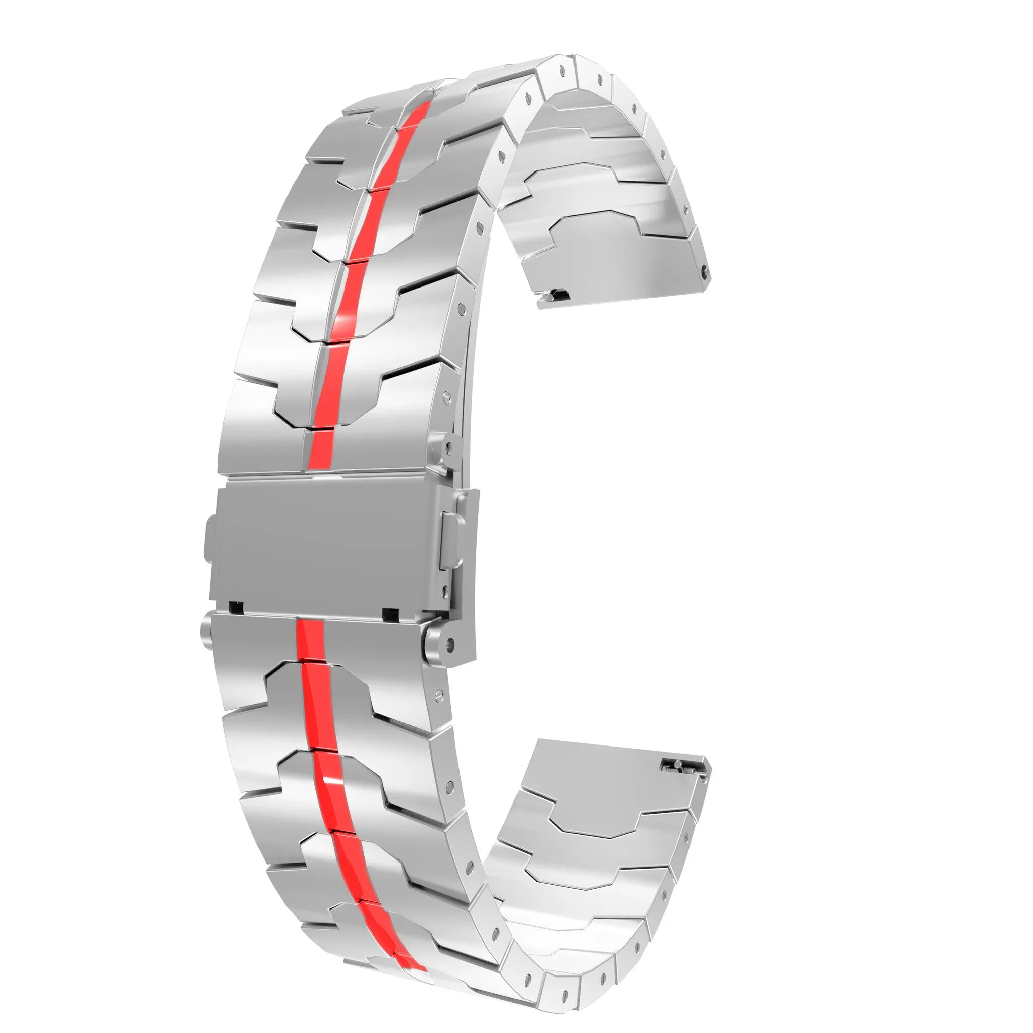 BestSelling Huawei Watch 3 (Pro) Steel Iron Strap (Silver/Red)  Stylish & Comfortable