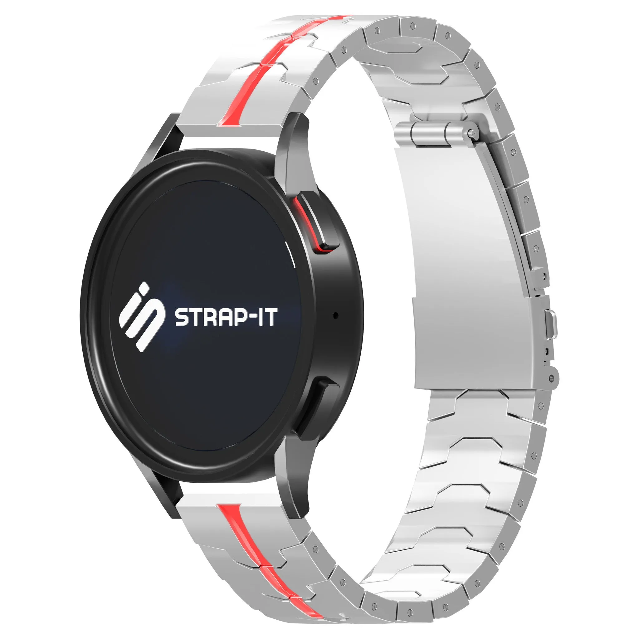 BestSelling Huawei Watch 3 (Pro) Steel Iron Strap (Silver/Red)  Stylish & Comfortable