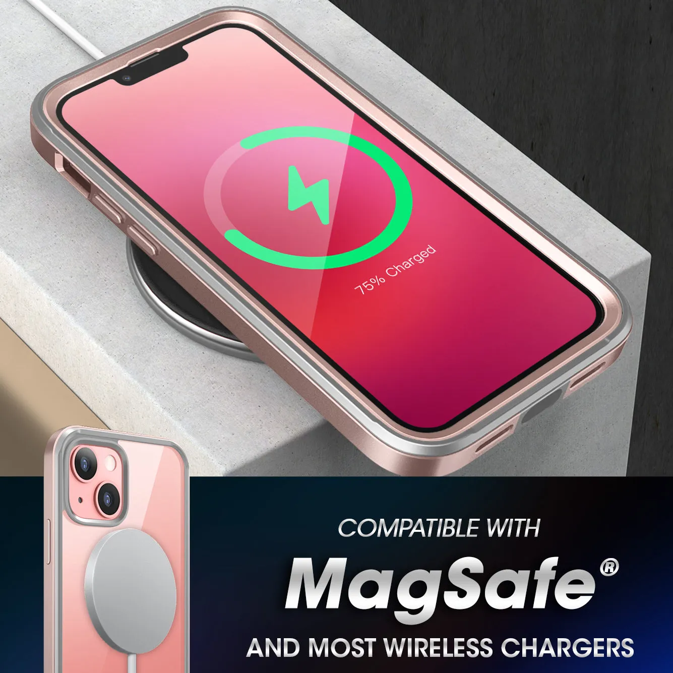 BestSelling iPhone 13 6.1 inch Unicorn Beetle Edge with Screen Protector Clear Case-Peach  Today Only!