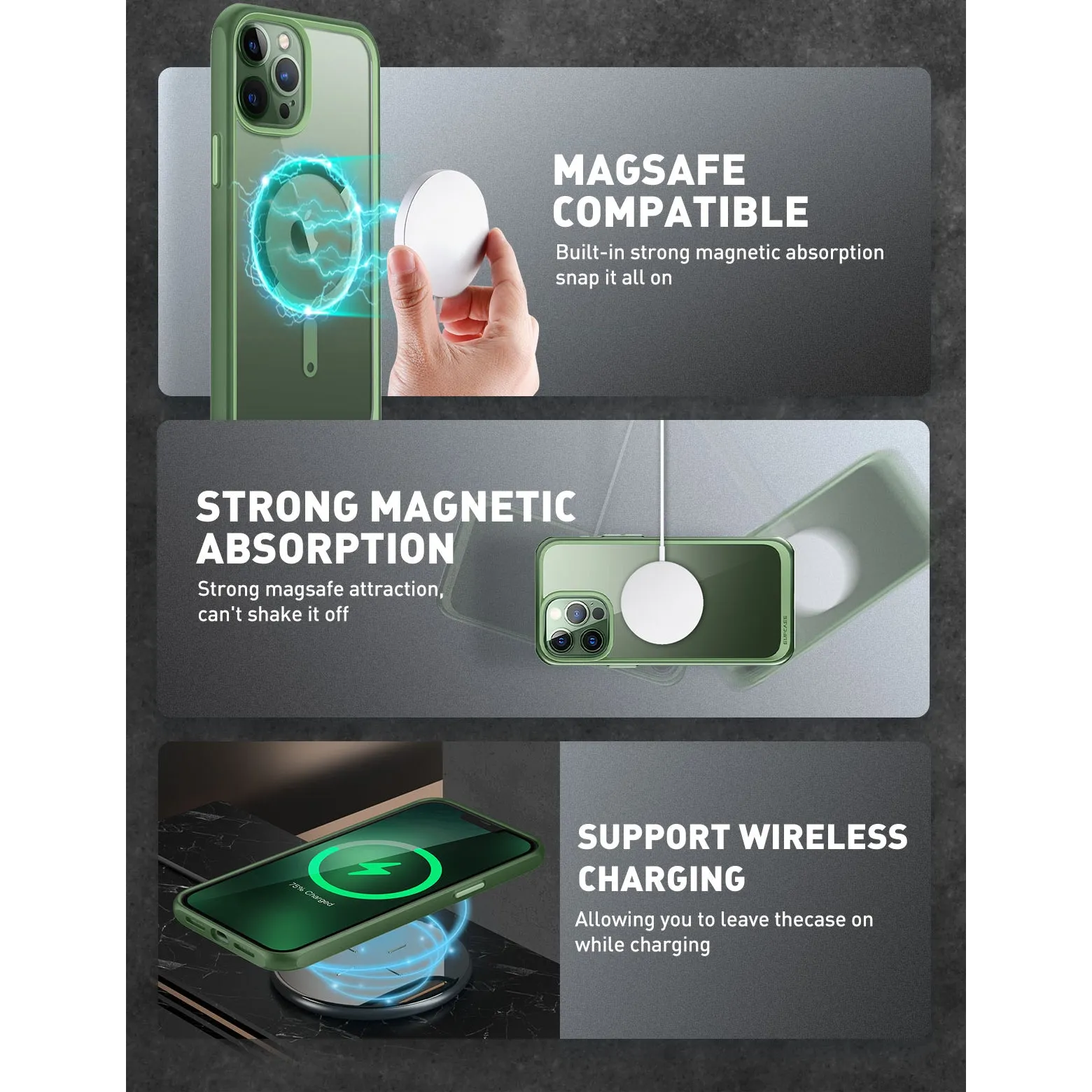 BestSelling iPhone 13 Pro Max 6.7 inch Unicorn Beetle MAG Slim Clear MagSafe Case-Green  Almost Gone!