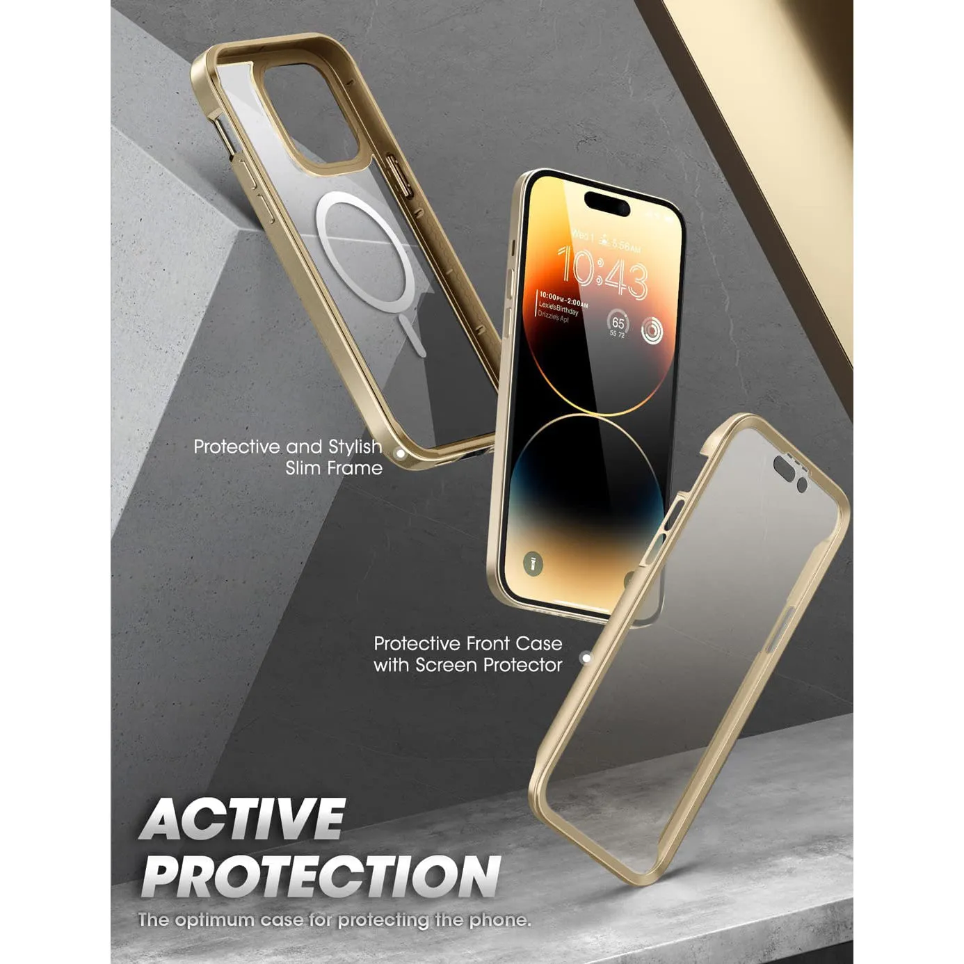 BestSelling iPhone 14 Pro Max 6.7 inch Unicorn Beetle EDGE MAG with Screen Protector Clear Case-Gold  Dont Miss Out!