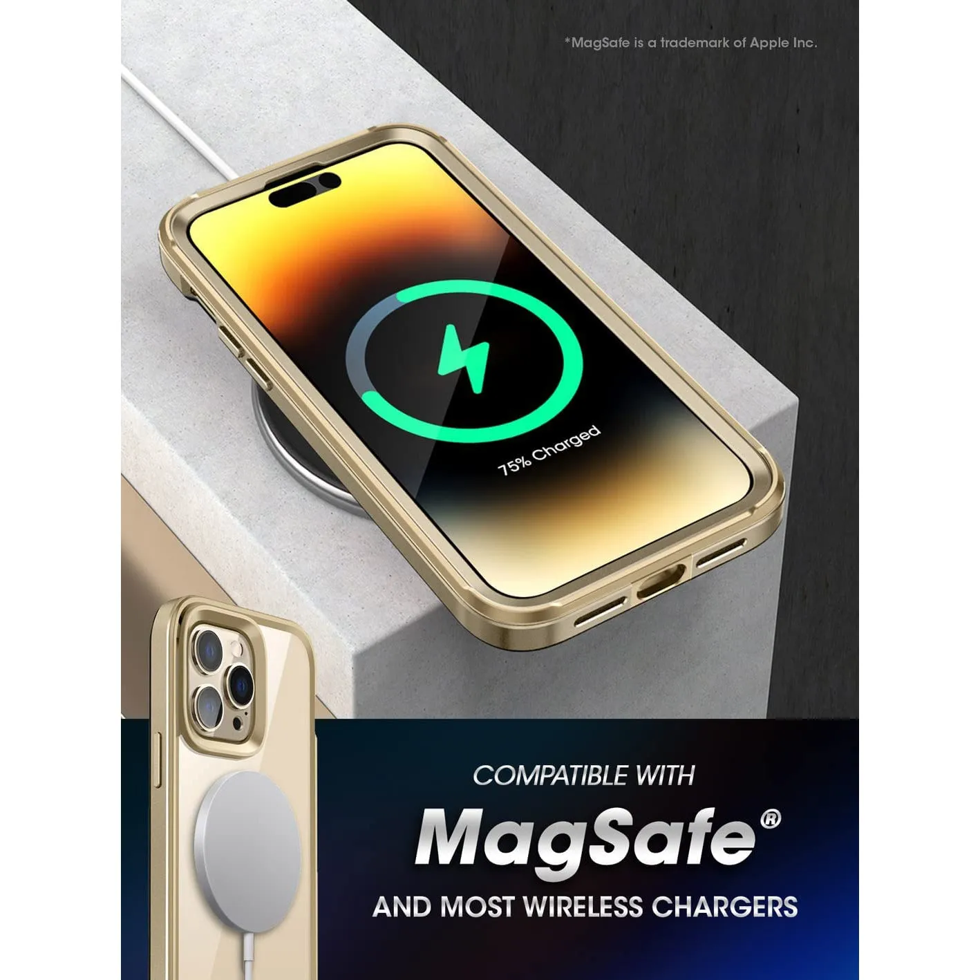 BestSelling iPhone 14 Pro Max 6.7 inch Unicorn Beetle EDGE MAG with Screen Protector Clear Case-Gold  Dont Miss Out!