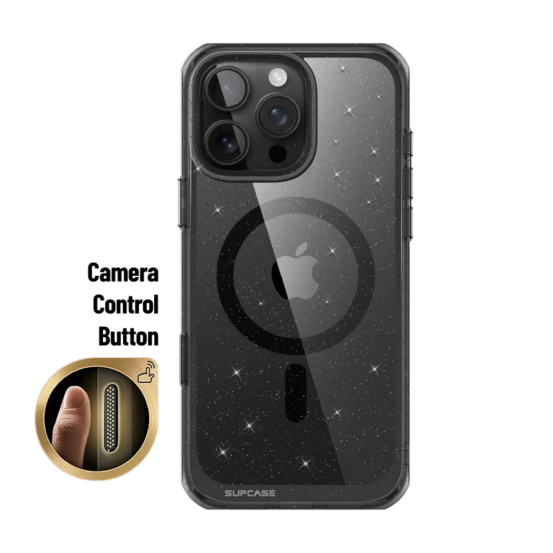 BestSelling iPhone 16 Pro 6.3 inch Unicorn Beetle MAG Slim Clear MagSafe Camera Control Button Case-Glitter Black  Stylish & Comfortable