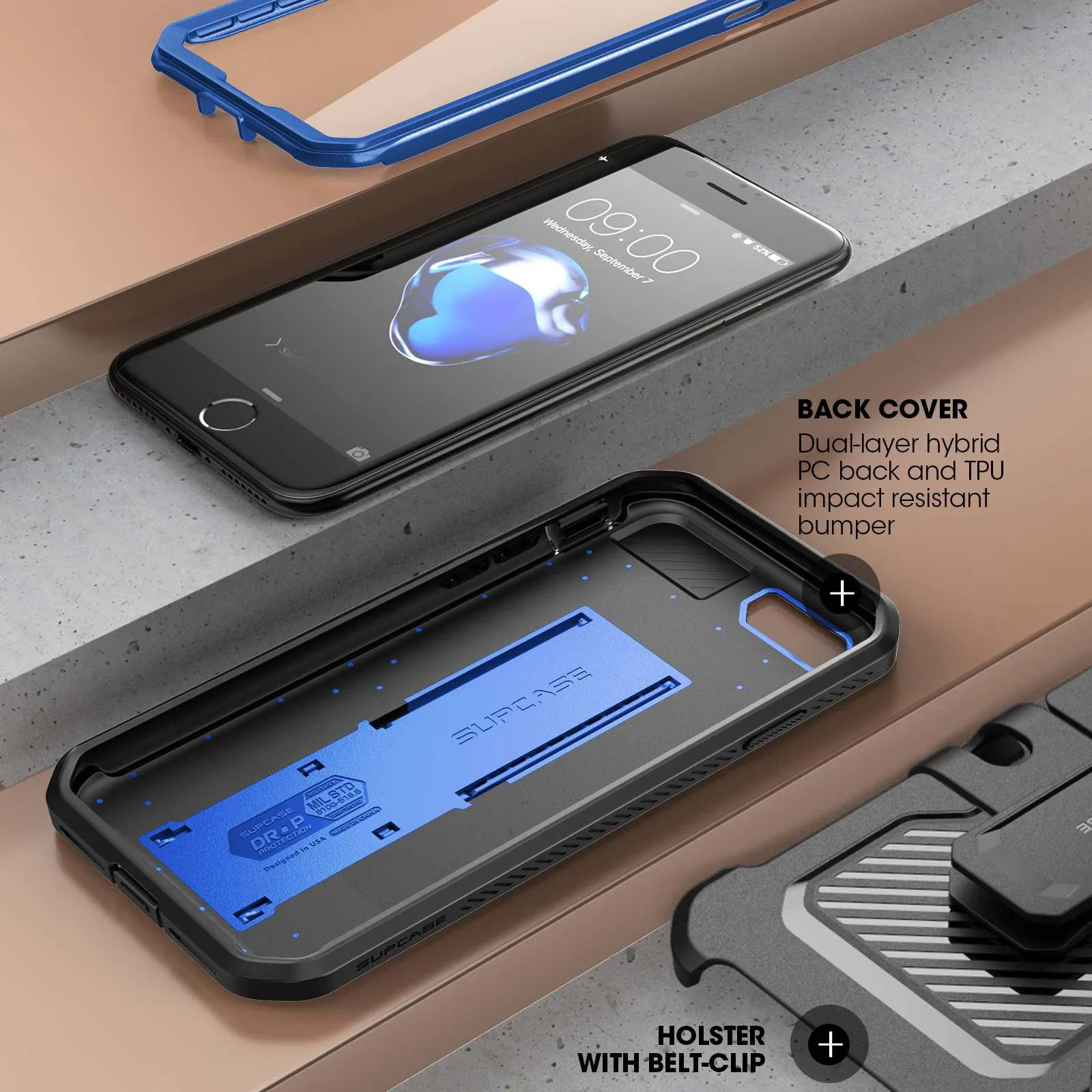 BestSelling iPhone SE Unicorn Beetle Pro Full-Body Case with Kickstand-Dark Blue  Today Only!