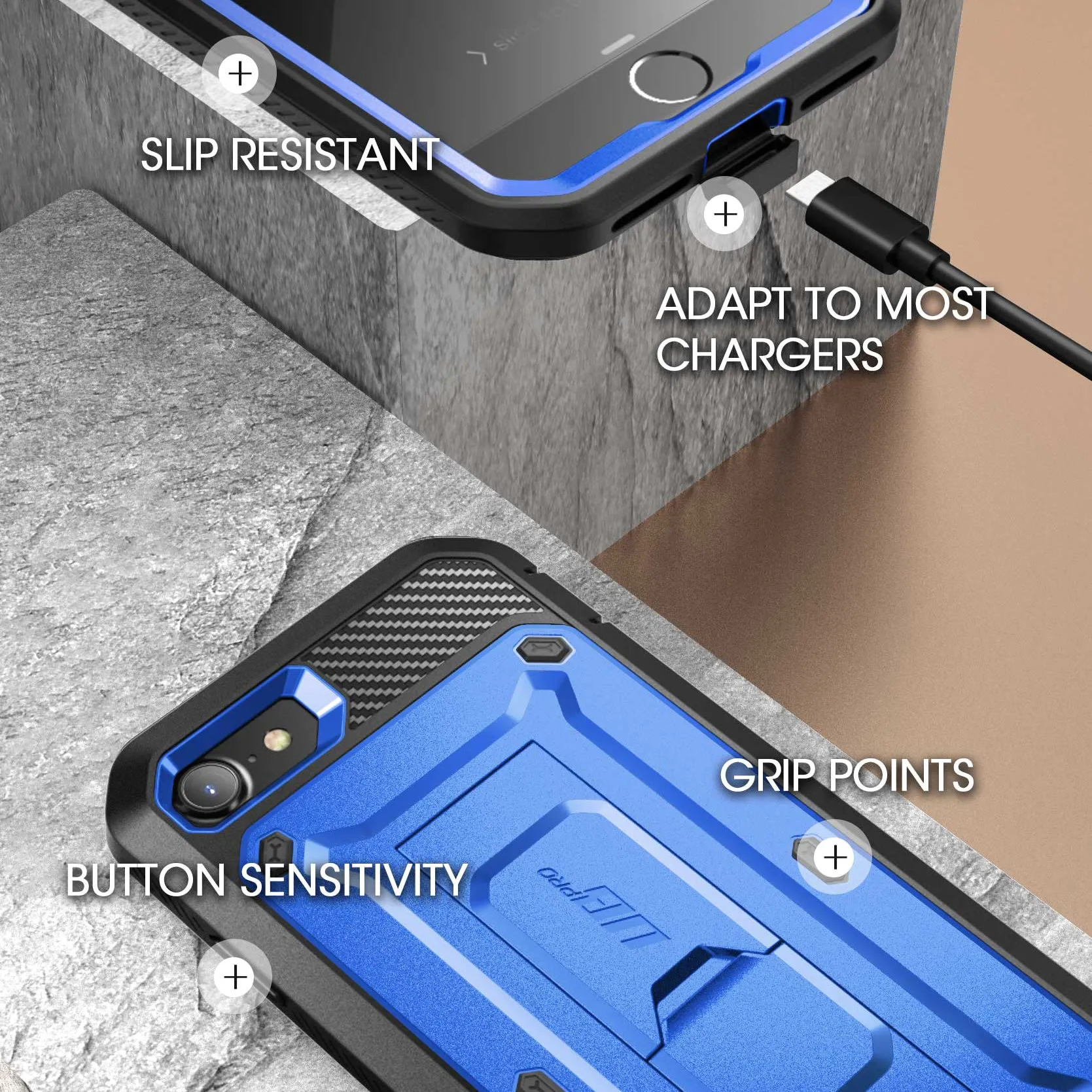 BestSelling iPhone SE Unicorn Beetle Pro Full-Body Case with Kickstand-Dark Blue  Today Only!