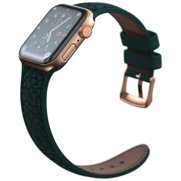 BestSelling Njord Apple Watch Salmon Leather Strap (Dark Green)  Almost Sold Out!