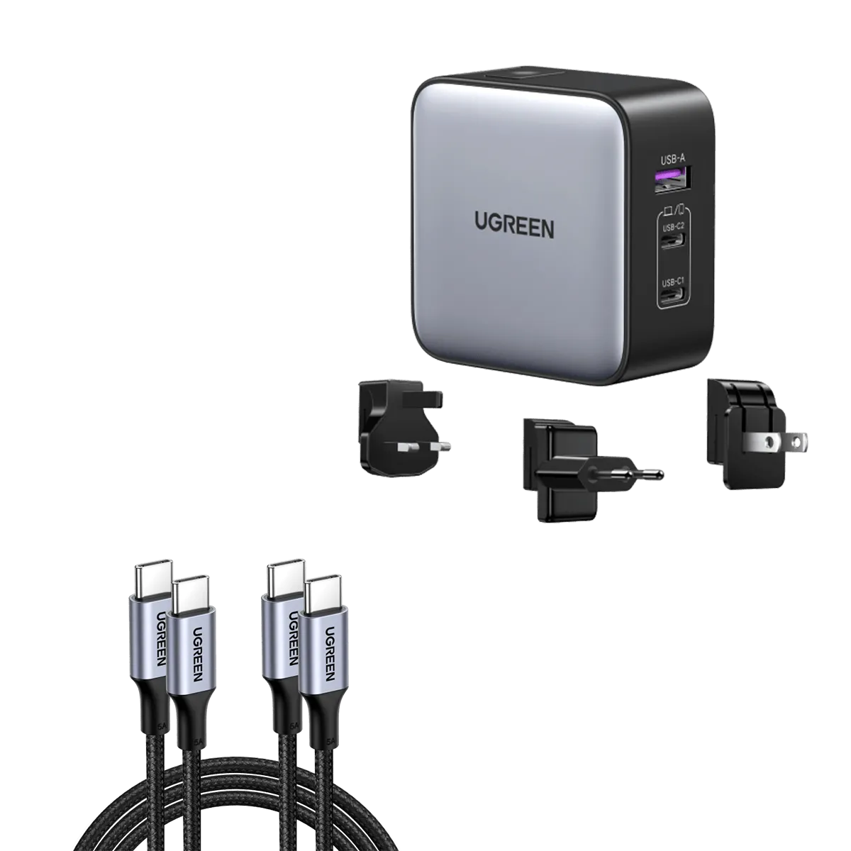 BestSelling UGREEN 65W Nexode GaN USB C 3-Port iphone Charger With US/UK/EU Plug for Travel  Limited Stock!
