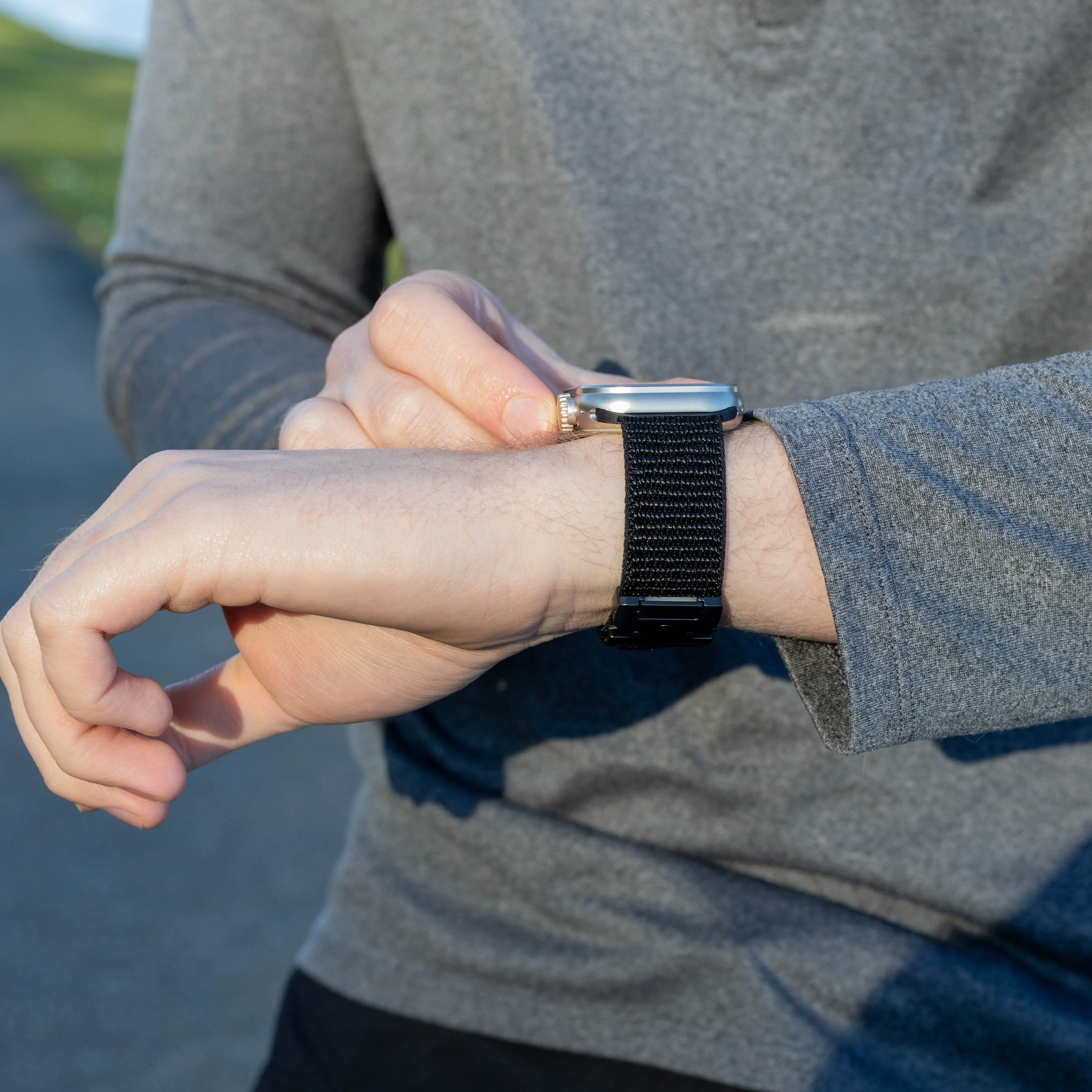 Clearance Price Bandz Apple Watch Nylon Strap 'Wave' with P-Buckle (Black)  Limited Stock!