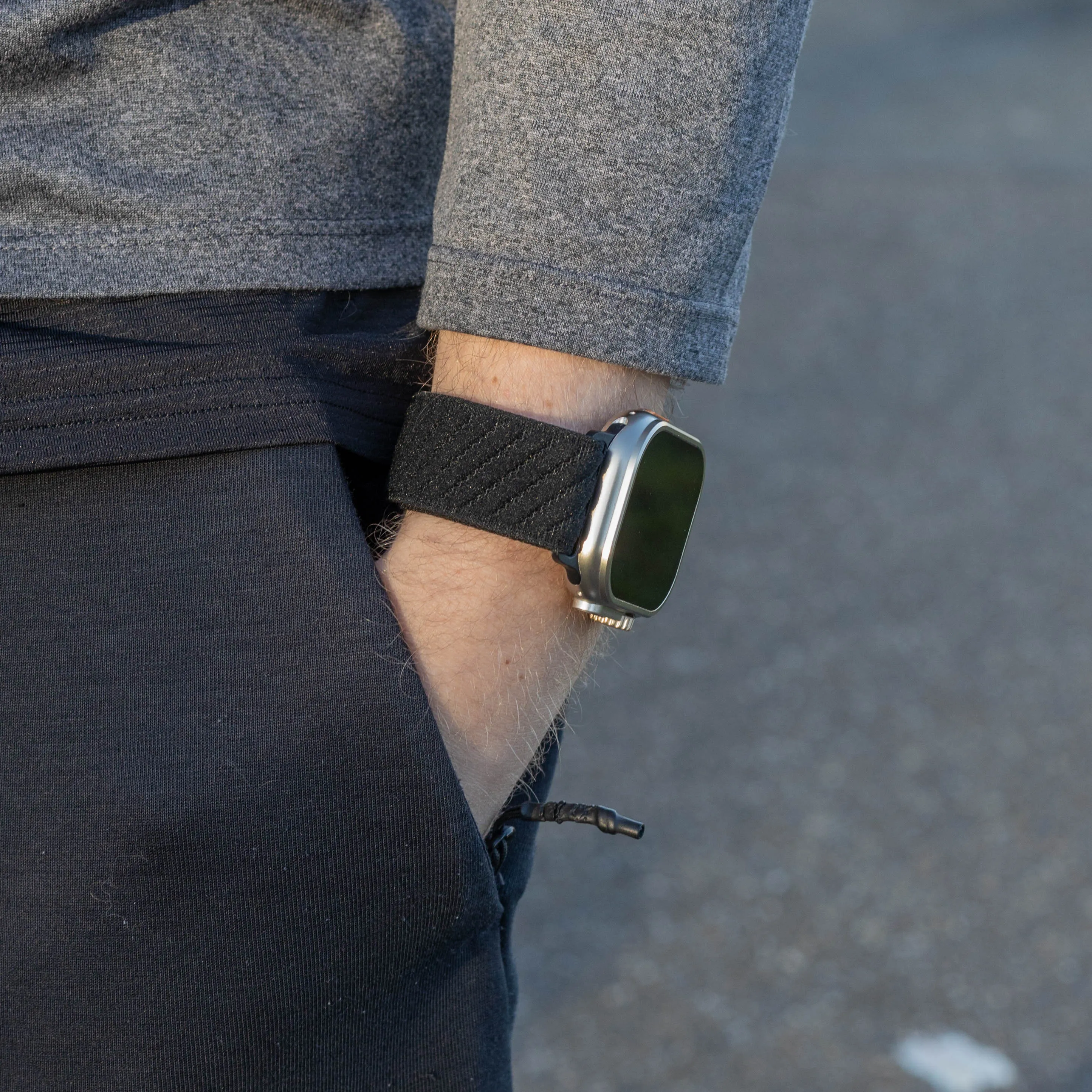 Clearance Price Bandz Apple Watch Nylon Strap 'Wave' with P-Buckle (Black)  Limited Stock!