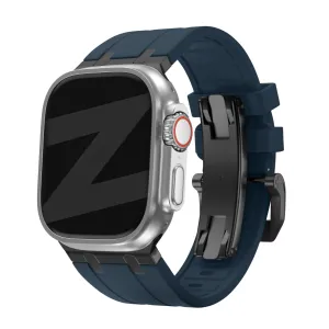 Clearance Price Bandz Apple Watch Silicone Strap 'Luxe Liquid' (Blue With Black)  Today Only!