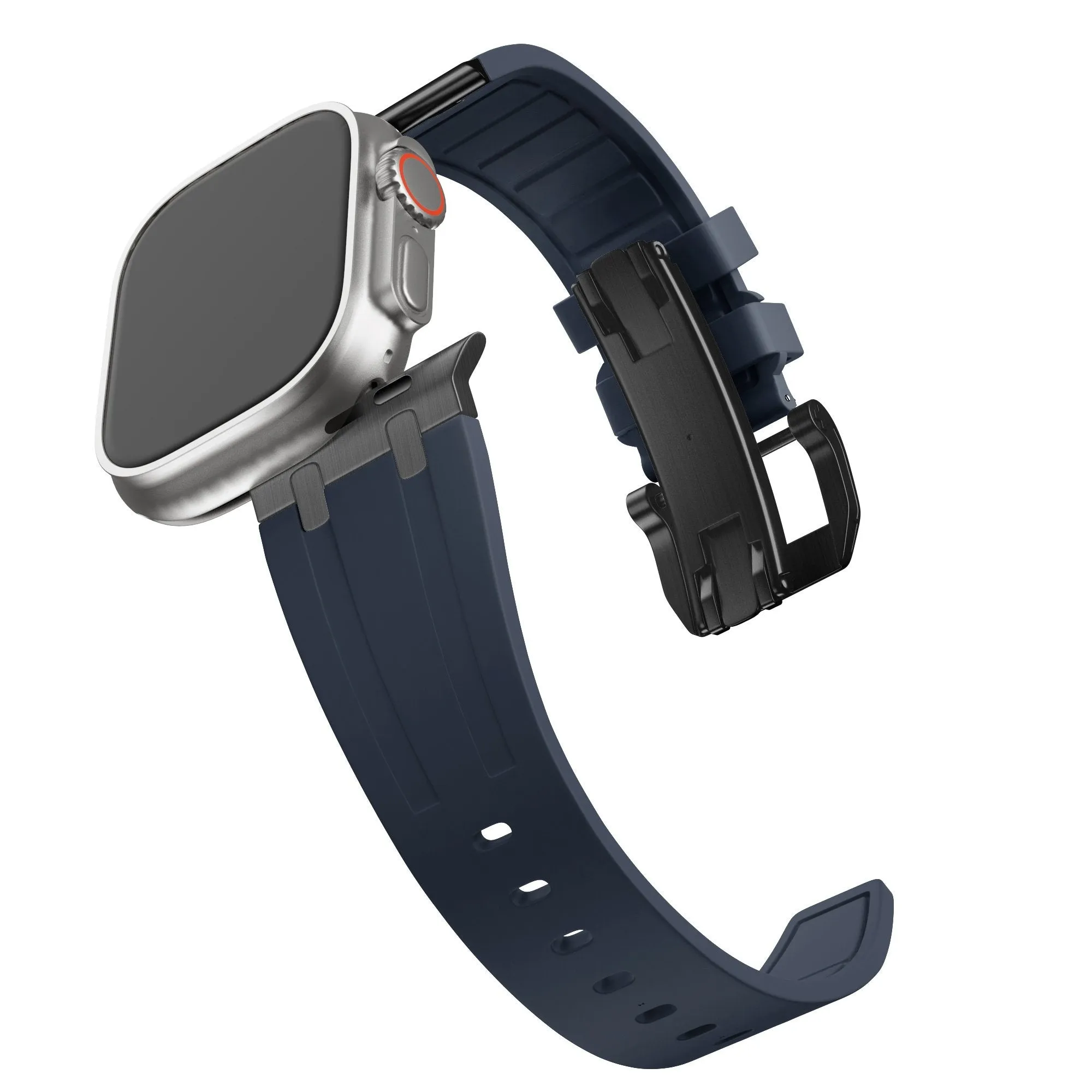 Clearance Price Bandz Apple Watch Silicone Strap 'Luxe Liquid' (Blue With Black)  Today Only!