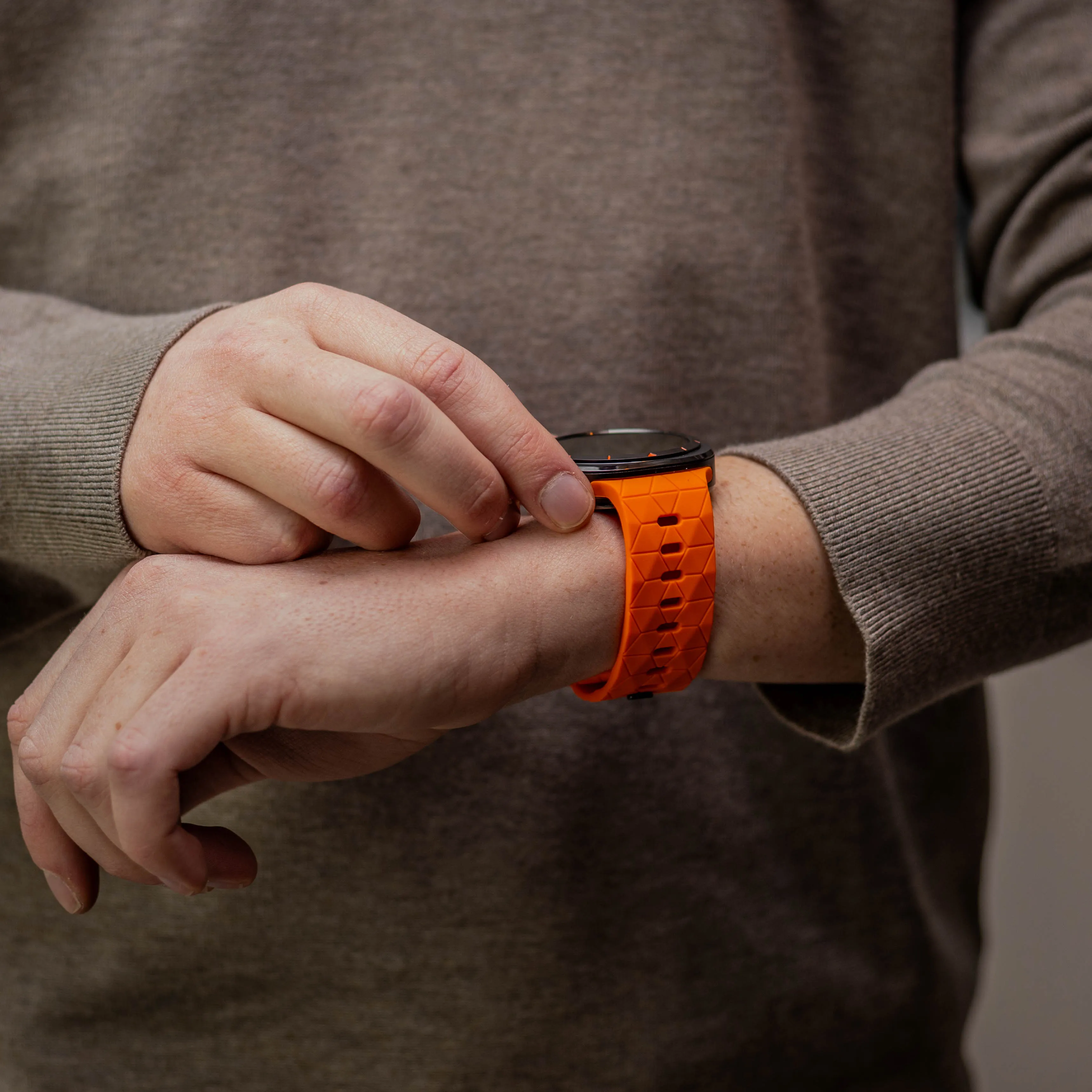 Clearance Price Bandz Samsung Galaxy Watch Ultra Silicone Strap 'Hexagons' (Orange)  Dont Miss Out!