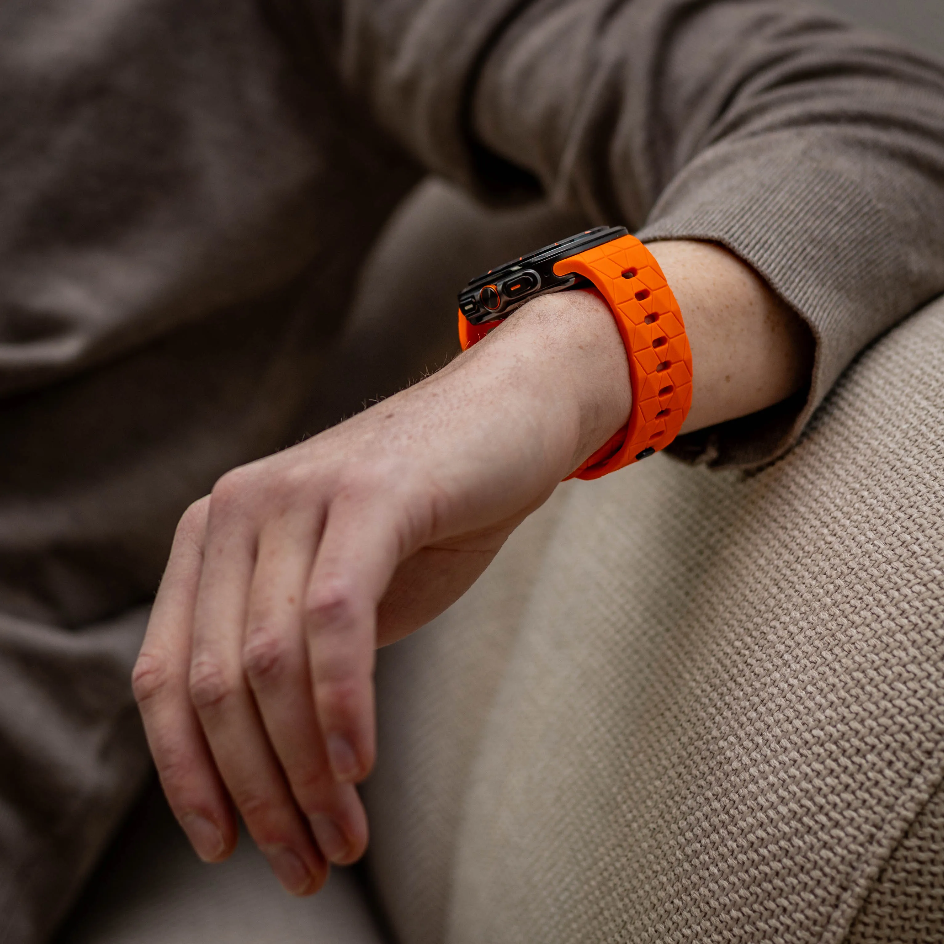 Clearance Price Bandz Samsung Galaxy Watch Ultra Silicone Strap 'Hexagons' (Orange)  Dont Miss Out!