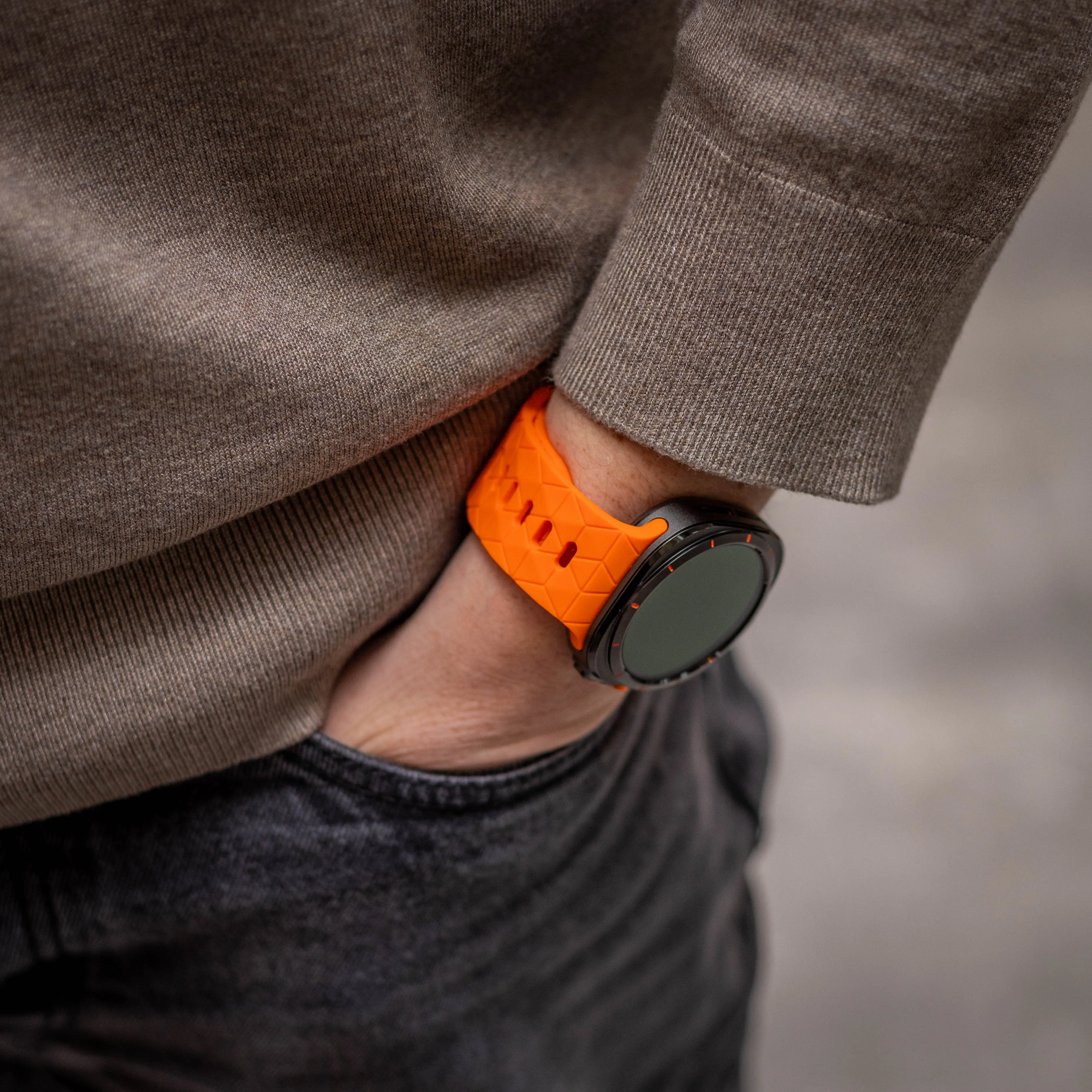 Clearance Price Bandz Samsung Galaxy Watch Ultra Silicone Strap 'Hexagons' (Orange)  Dont Miss Out!