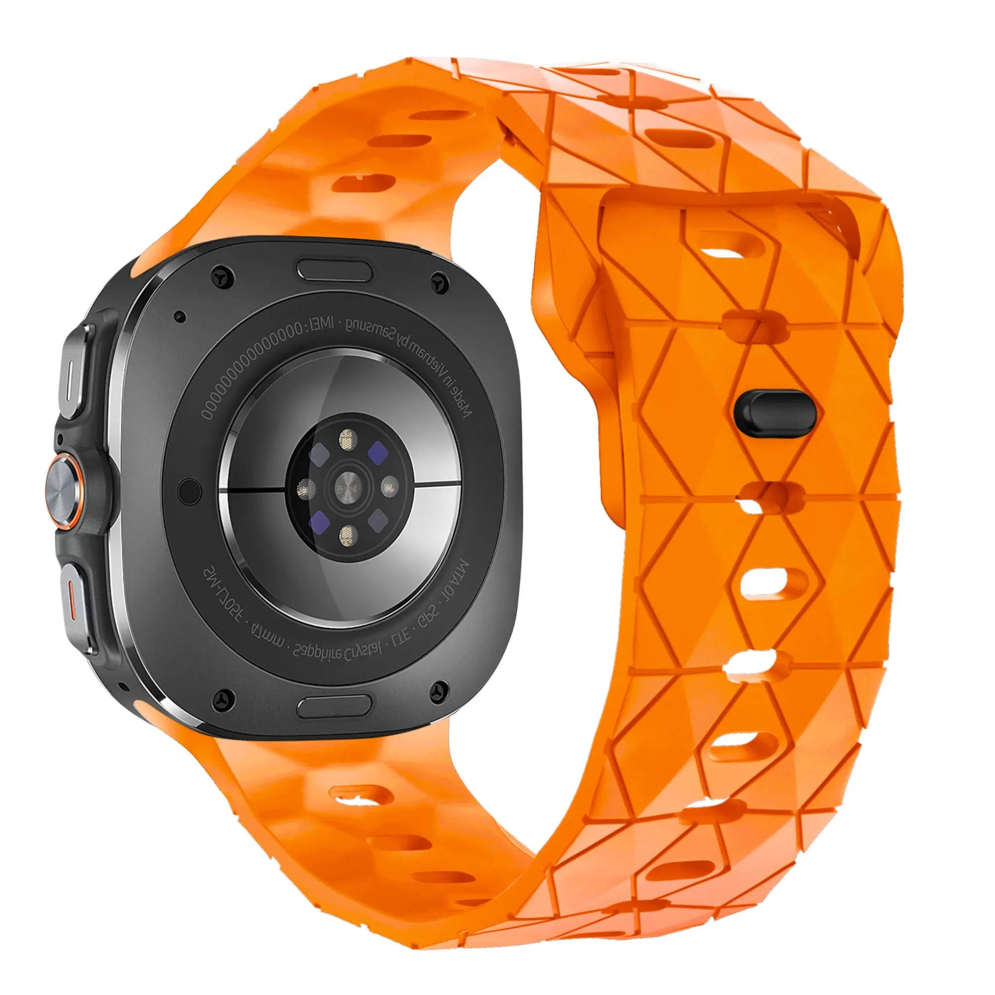 Clearance Price Bandz Samsung Galaxy Watch Ultra Silicone Strap 'Hexagons' (Orange)  Dont Miss Out!