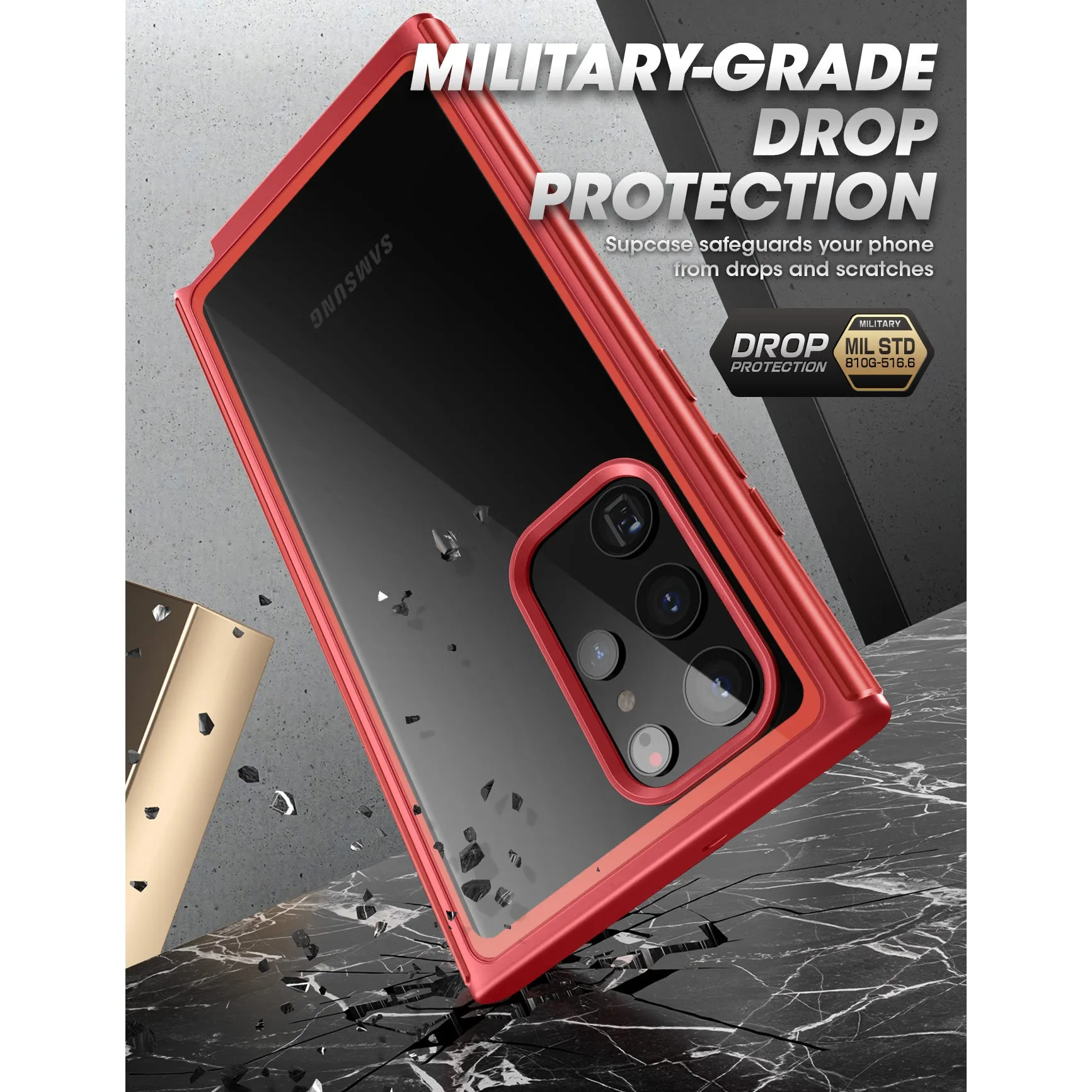 Clearance Price Galaxy S22 Ultra Unicorn Beetle EDGE XT Bumper Case-Metallic Red  Limited Stock!