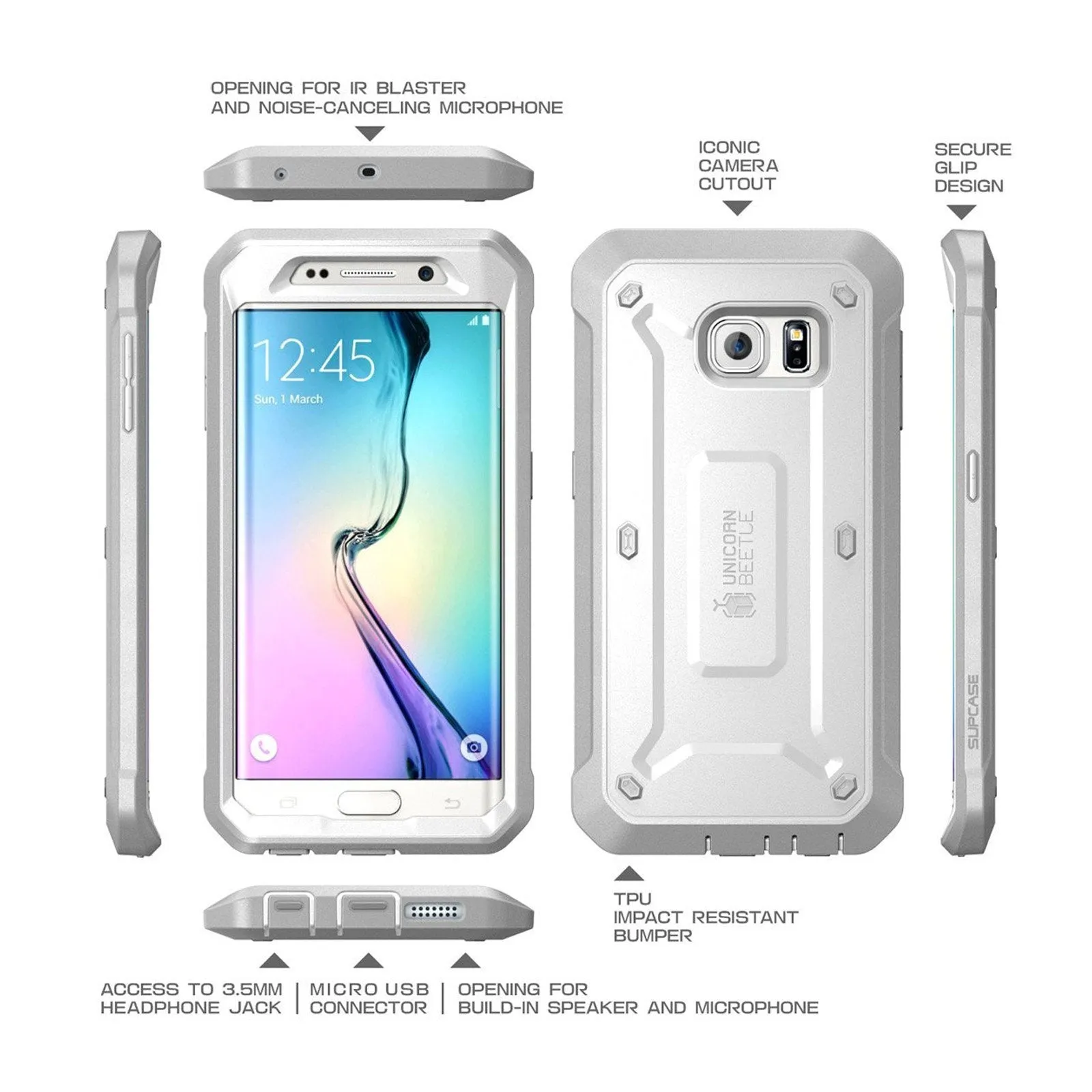 Clearance Price Galaxy S6 Edge Unicorn Beetle Pro Rugged Holster Case-White  Going Fast!