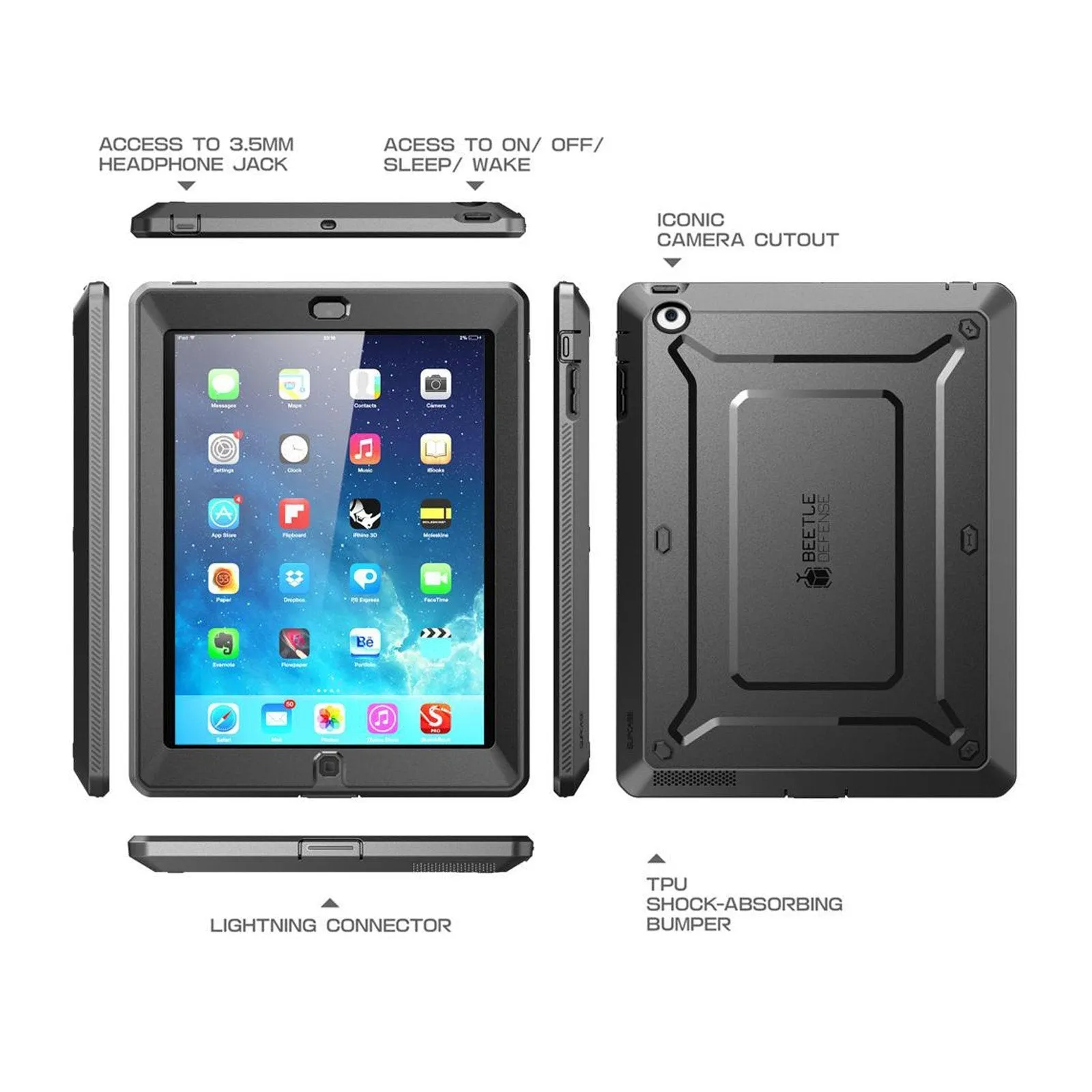 Clearance Price iPad 2 Unicorn Beetle PRO Case with Built in Screen Protector-Black  Limited Stock!
