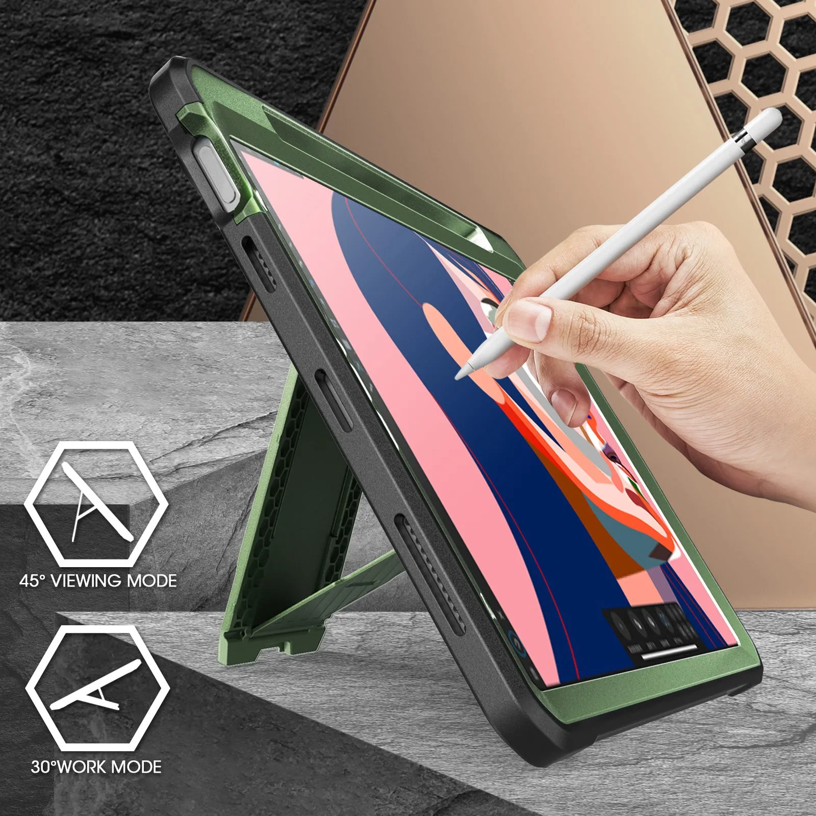 Clearance Price iPad Air 4 / 5 Unicorn Beetle PRO Rugged Kickstand Case-Dark Green  Last Chance!
