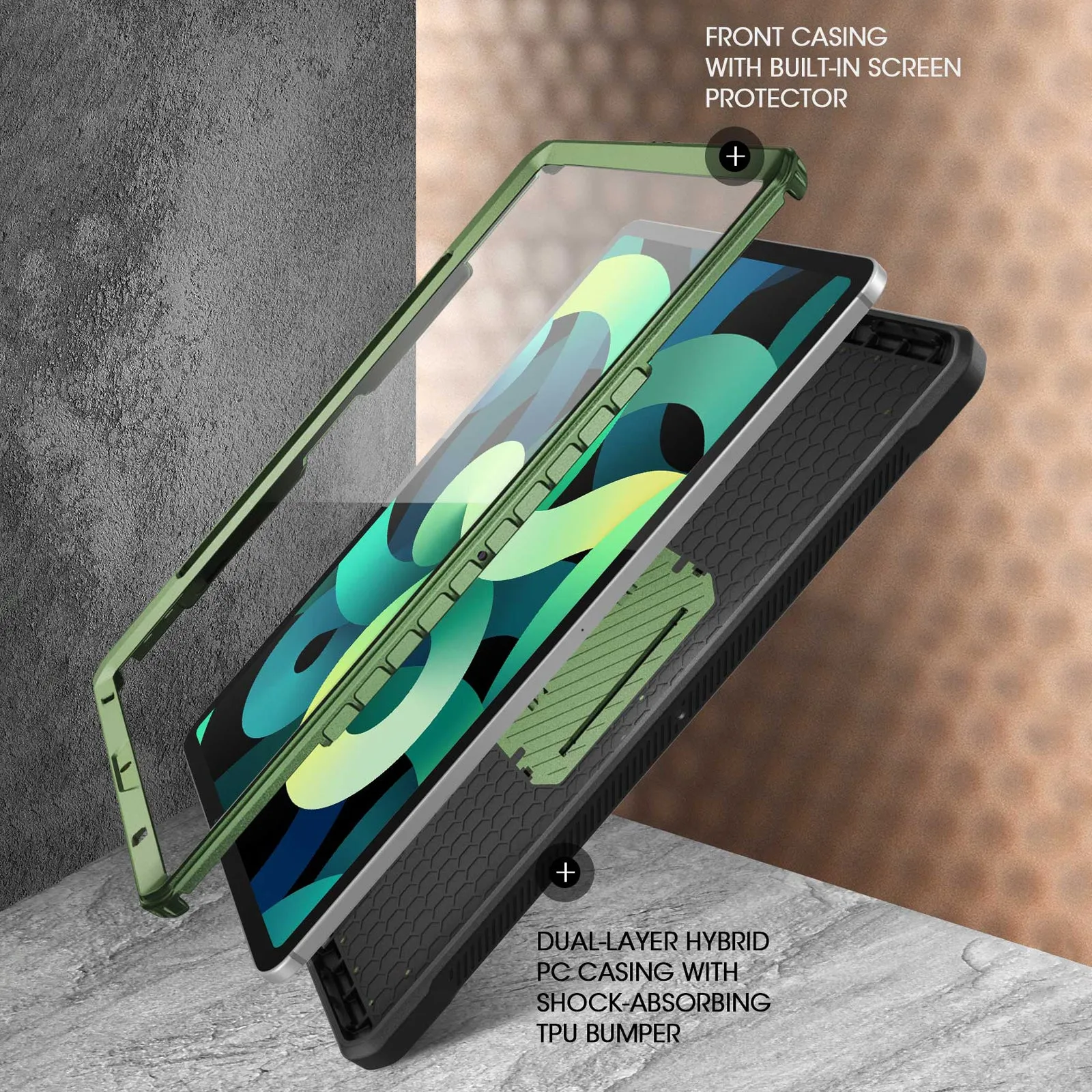 Clearance Price iPad Air 4 / 5 Unicorn Beetle PRO Rugged Kickstand Case-Dark Green  Last Chance!
