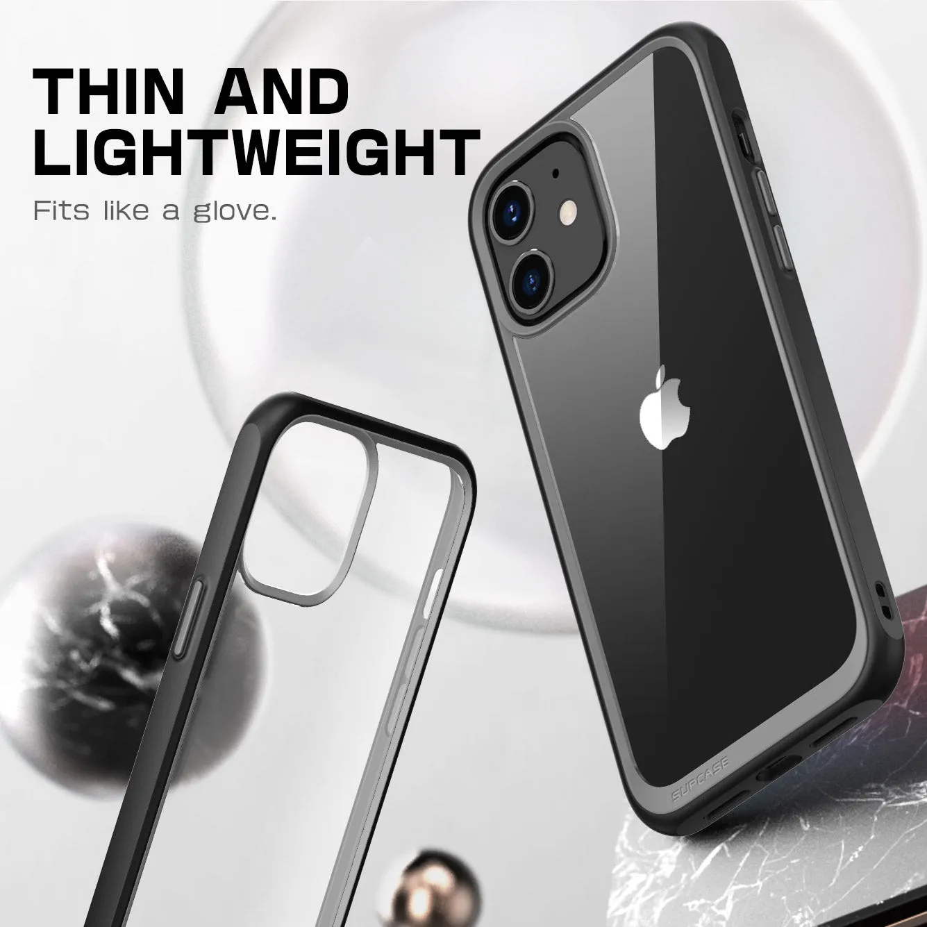 Clearance Price iPhone 12 mini 5.4 inch Unicorn Beetle Style Slim Clear Case-Black  Last Few Pieces!