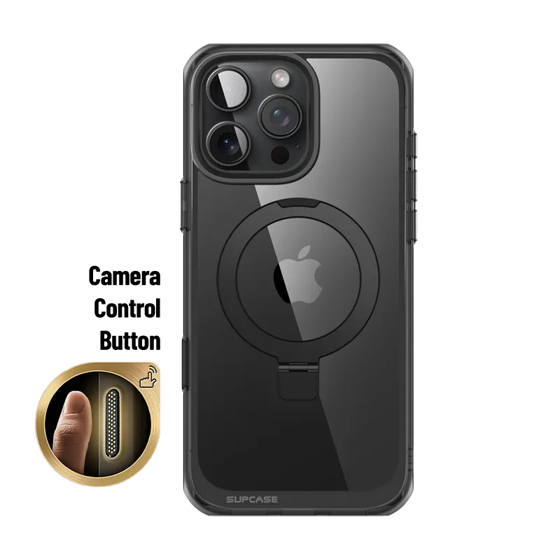 Clearance Price iPhone 16 Pro 6.3 inch Unicorn Beetle MAG Stand Slim Clear MagSafe Camera Control Button Case-Black  Last Few Pieces!
