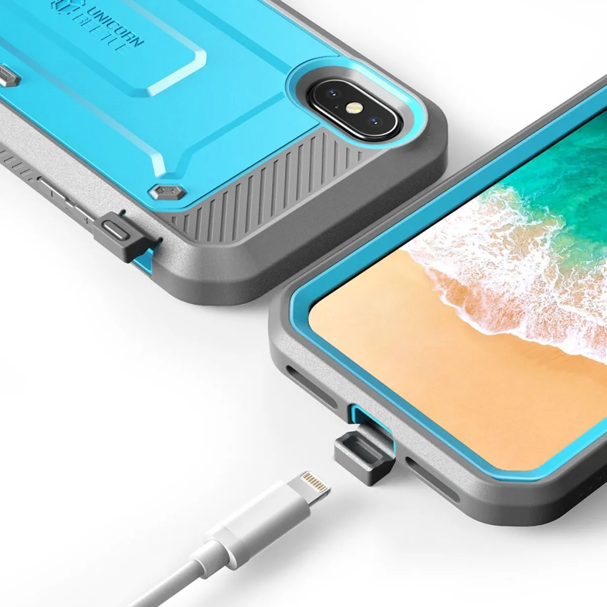 Clearance Price iPhone X / XS Unicorn Beetle Pro Rugged Holster Case-Blue  Going Fast!