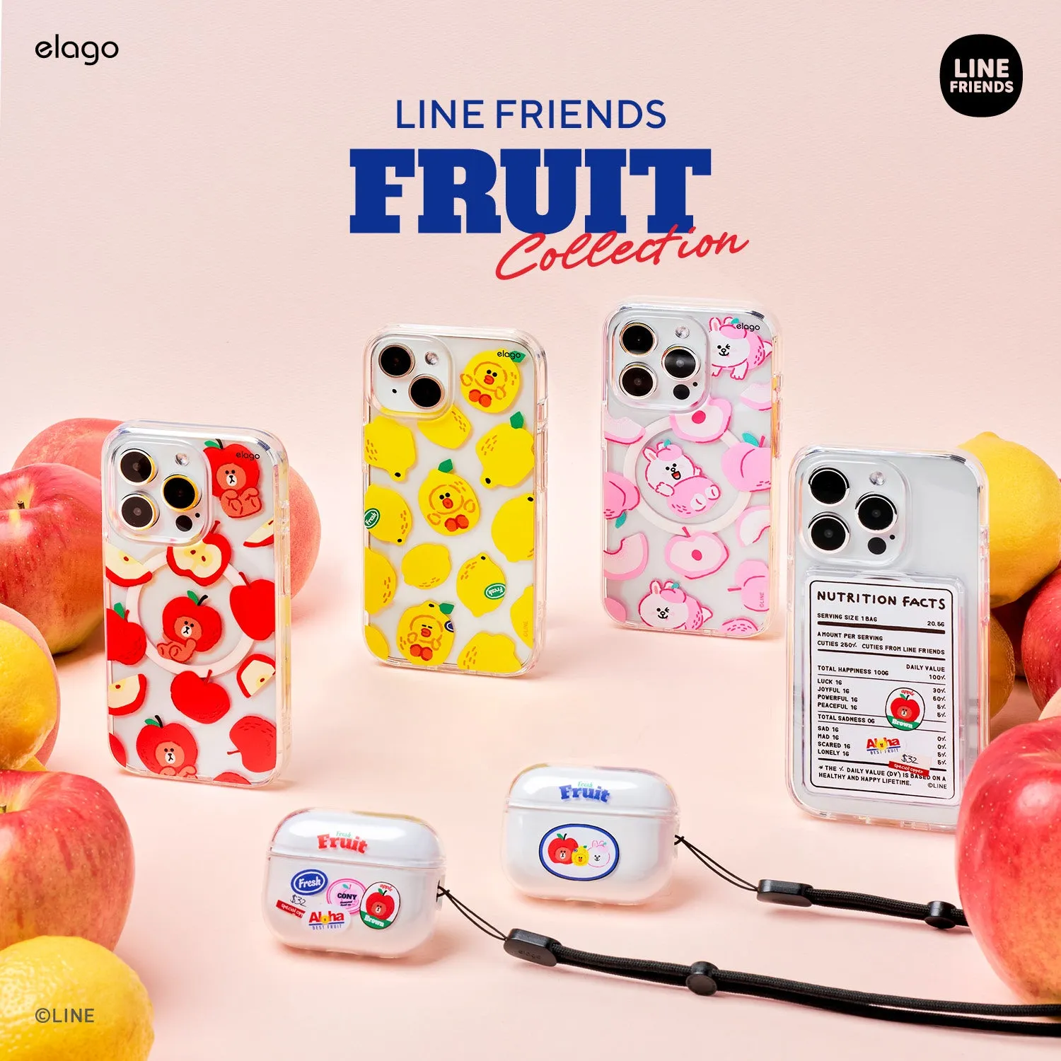 Clearance Price LINE FRIENDS | elago B&F Fruit Shop MagSafe Hybrid Case for iPhone 15 Pro Max  Limited Stock!