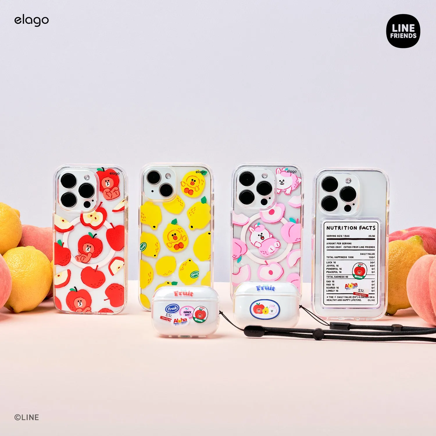 Clearance Price LINE FRIENDS | elago B&F Fruit Shop MagSafe Hybrid Case for iPhone 15 Pro Max  Limited Stock!