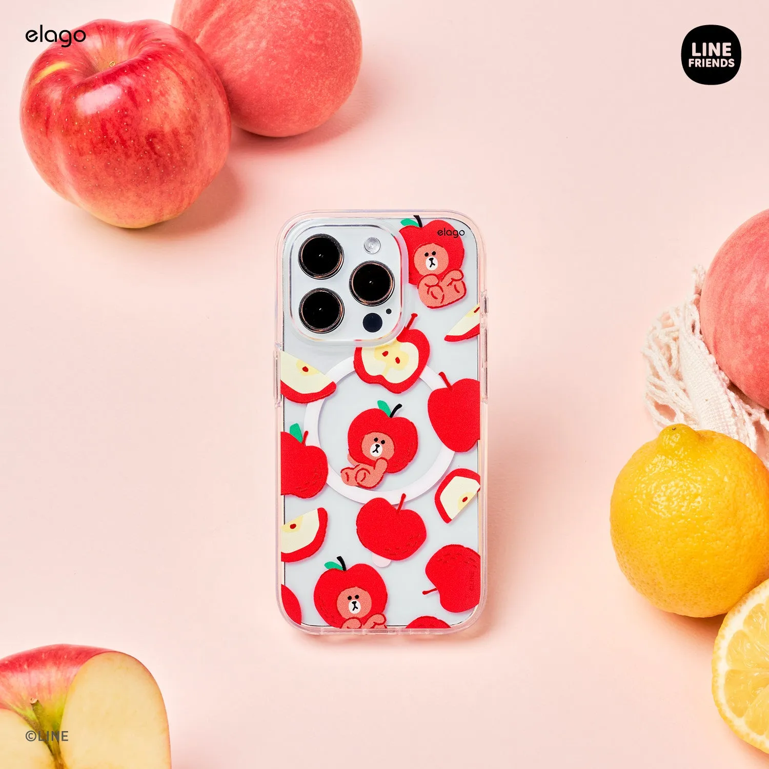 Clearance Price LINE FRIENDS | elago B&F Fruit Shop MagSafe Hybrid Case for iPhone 15 Pro Max  Limited Stock!