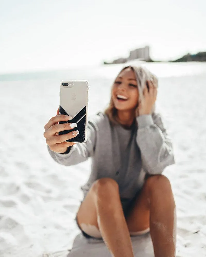 Clearance Price Sleek and Simple | Black Marble V Clear Case  Dont Miss Out!