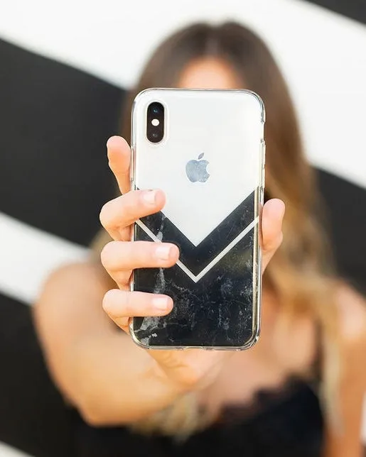 Clearance Price Sleek and Simple | Black Marble V Clear Case  Dont Miss Out!