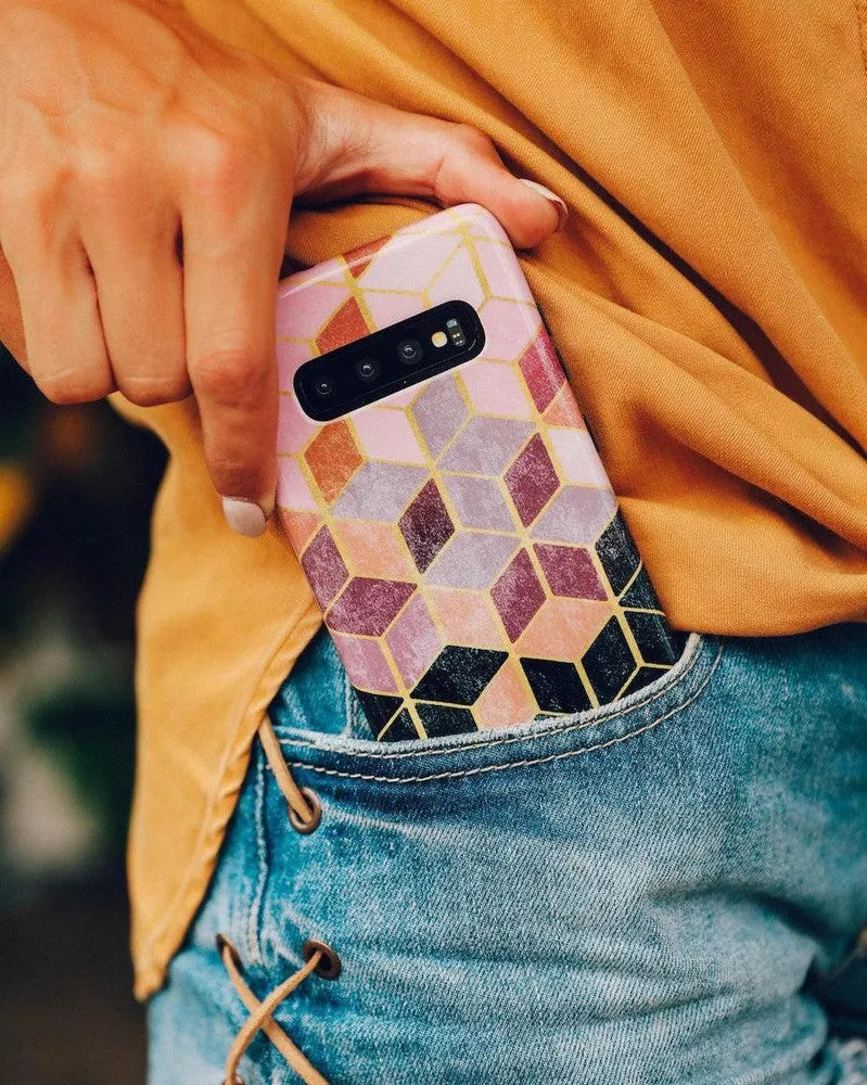 Clearance Price Stepping Up | Geo Rose Gold Marble Samsung Case  Last Few Pieces!