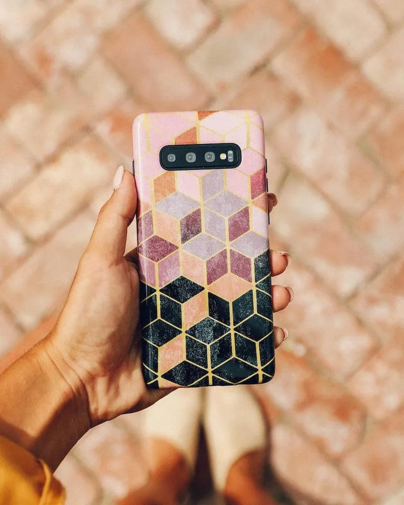 Clearance Price Stepping Up | Geo Rose Gold Marble Samsung Case  Last Few Pieces!