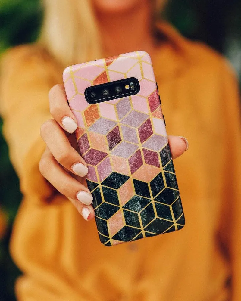 Clearance Price Stepping Up | Geo Rose Gold Marble Samsung Case  Last Few Pieces!