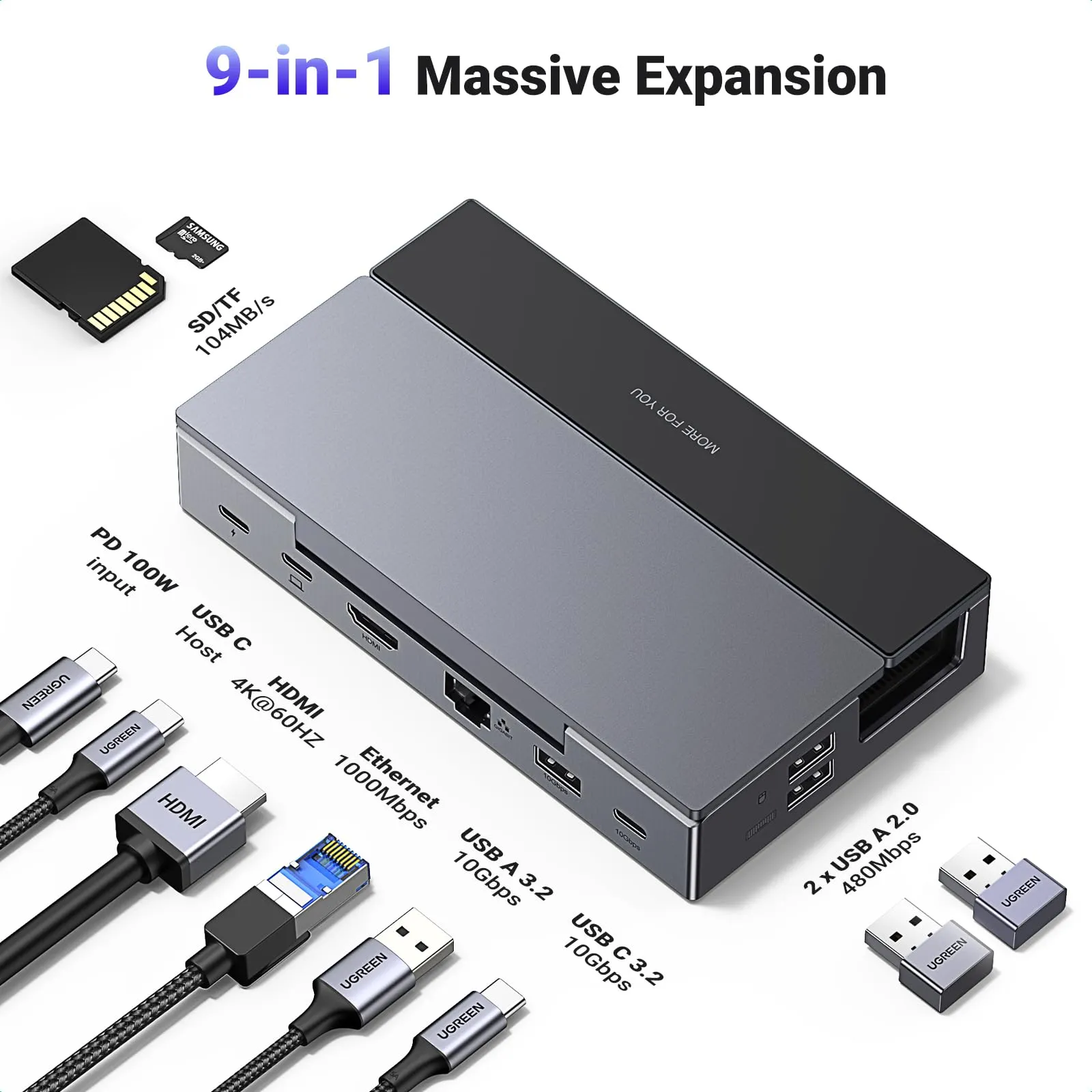 Clearance Price UGREEN 9-in-1 Steam Deck Docking Station - PD 100W 4K@60Hz  Last Few Pieces!