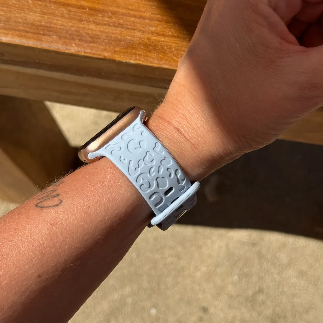 Clearance Price xoxo Wildhearts Apple Watch Silicone Strap Leopard Print (Light Blue)  Limited Release!