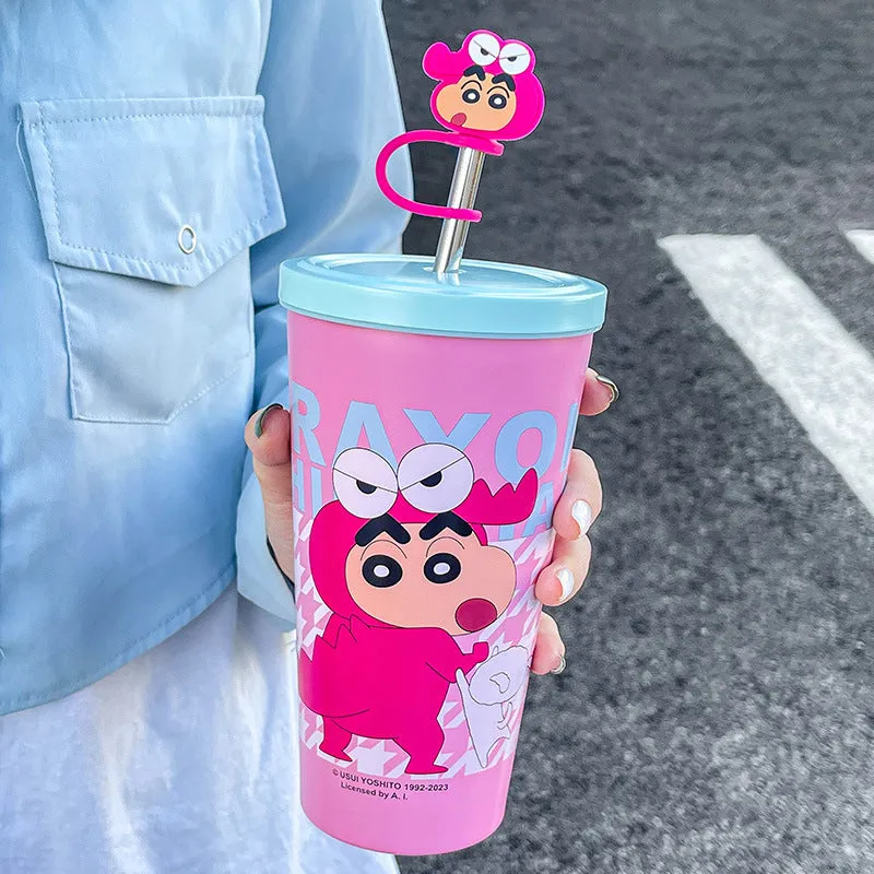 Crayon Shin-chan Large Capacity Straw Water Bottle