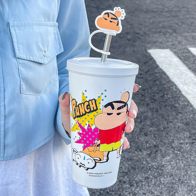 Crayon Shin-chan Large Capacity Straw Water Bottle